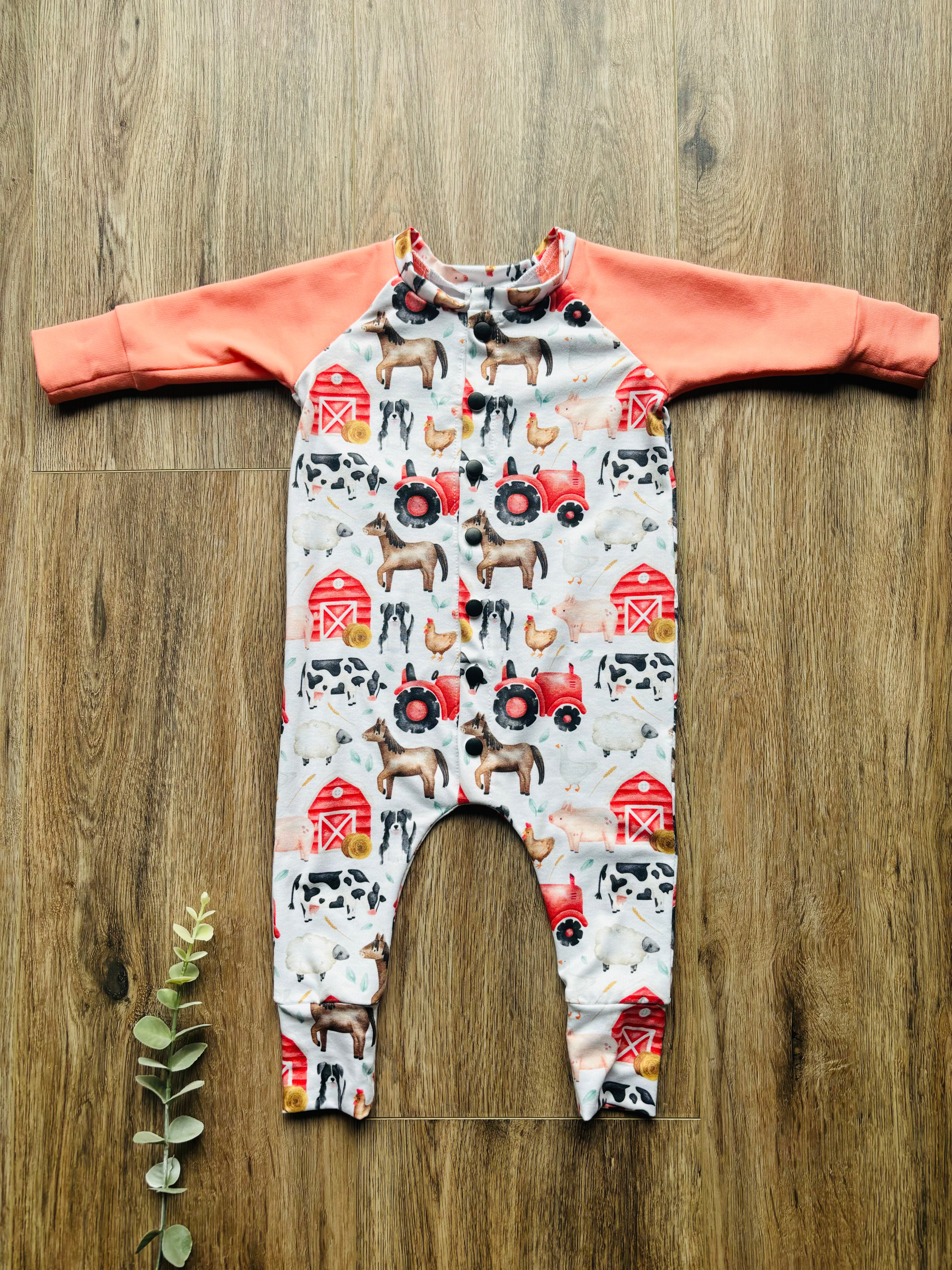 Pyjama évolutif mini ferme ( corail )