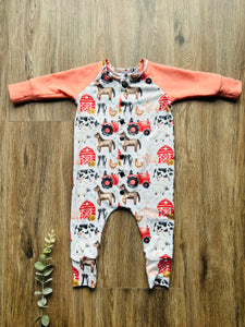 Pyjama évolutif mini ferme ( corail )