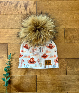 Tuque à pompon chapeau cowboy